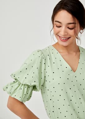 Zadina Ruched Puff Sleeve Top