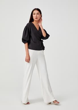 Hadriane Puff Sleeve Wrap Top