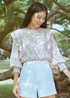 Haralda High Neck Ruffle Top
