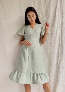 Ashlyn Ruffle Hem Midi Dress