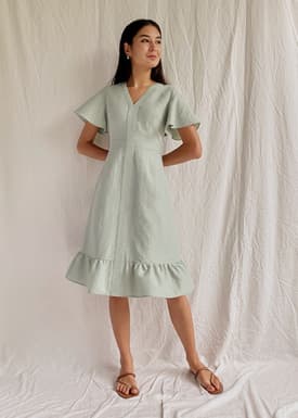Ashlyn Ruffle Hem Midi Dress