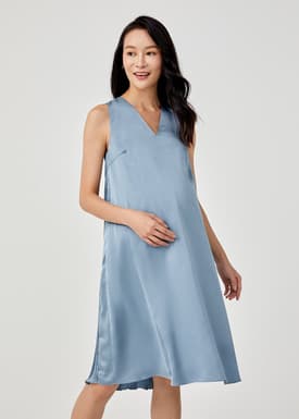 Novah Maternity Nursing Pleat Back Midi Dress