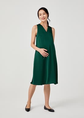 Novah Maternity Nursing Pleat Back Midi Dress