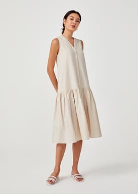 Lysandra Textured Button Down Midaxi Dress
