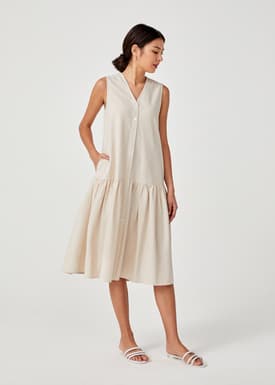 Lysandra Textured Button Down Midaxi Dress