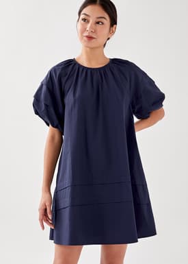 Mikay Puff Sleeve Trapeze Dress