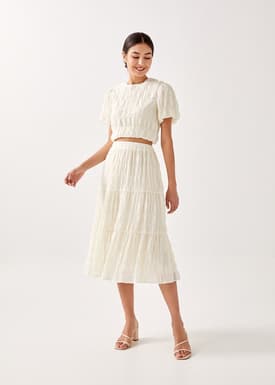 Kalis Textured Tiered Midi Skirt