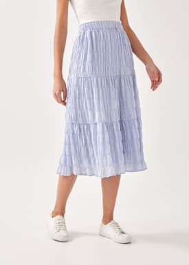 Kalis Textured Tiered Midi Skirt