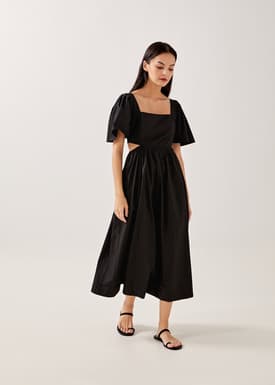 Leia Elastic Fit & Flare Midi Dress