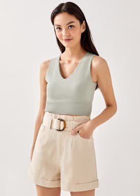 Aviva Belted Paper Bag Shorts