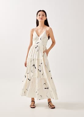Phaedra Tiered Ruched Panel Dress in Floral Odyssey