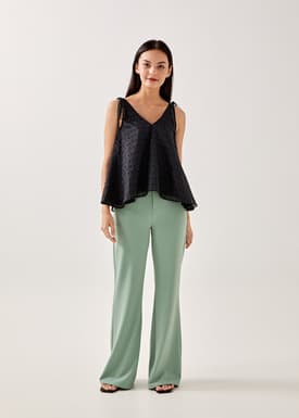Darcy Dobby Dot Tie Shoulder Top