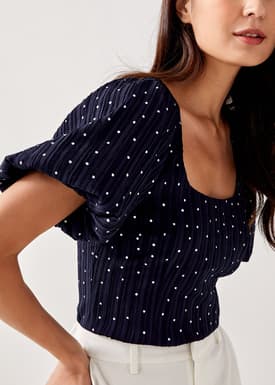 Edith Textured Polka Dot Blouse