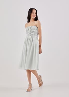 Ellis Textured Padded Tie Back Dress
