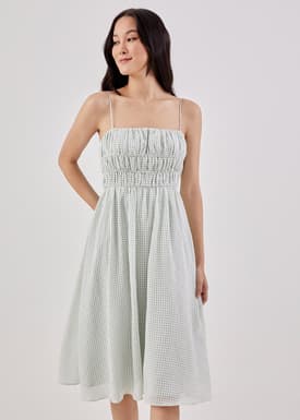 Ellis Textured Padded Tie Back Dress