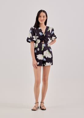 Johana Twist Front Romper in Azalea Romance
