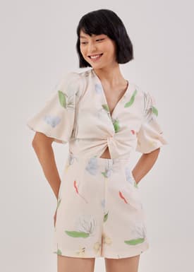 Johana Twist Front Romper in Azalea Romance