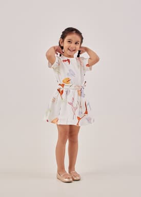 Lael Elastic Waist Ribbon Tie Skort in Precious Treasures