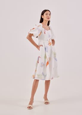 Adeena Puff Sleeve Smocked Dress in Precious Treasures