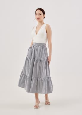 Bertia Striped Tiered Skirt