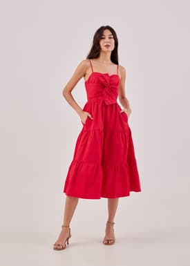 Mallory Front Knot Tiered Dress