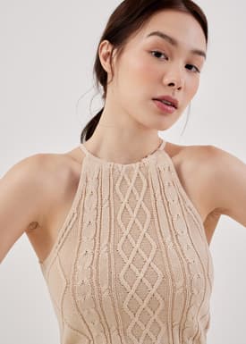 Teya Cable Knit Halter Neck Top
