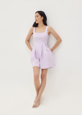 Rivka Pleat Square Neck Romper