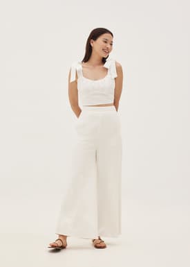 Amoura Linen Tie Shoulder Top