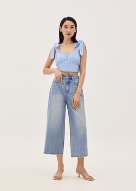 Amoura Linen Tie Shoulder Top