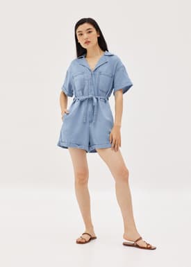 Julane Elastic Denim Romper