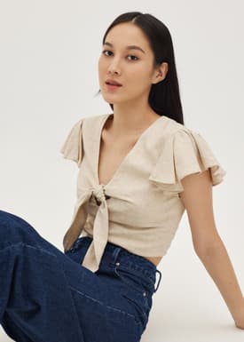 Irie Linen Knot Front Top