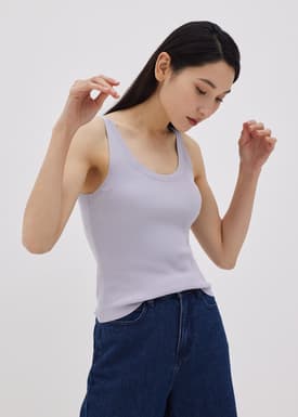 Leola Scoop Neck Ribbed Knit Tank Top