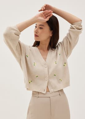 Naila Embroidered Knit Cardigan