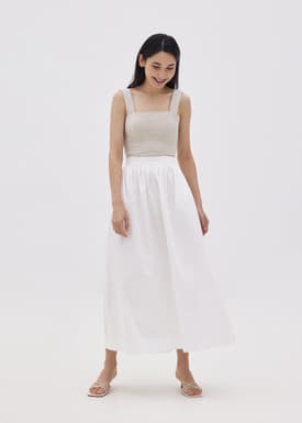 Jannat Linen Scallop Trim Crop Top
