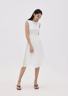 Colbie Pleat Button Dress