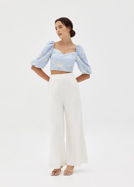Leda Puff Sleeve Crop Top in Springday Dream