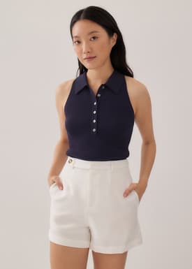 Maevis Button Down Polo Top