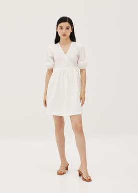 Aela Textured Babydoll Wrap Dress