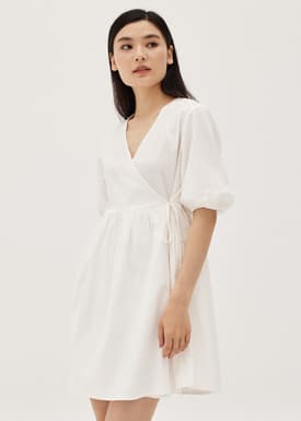 Aela Textured Babydoll Wrap Dress