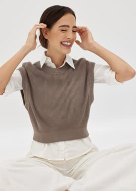 Cailey Drop Shoulder Knit Shell Top