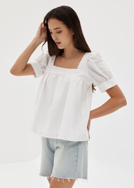 Kollyn Babydoll Puff Sleeve Top