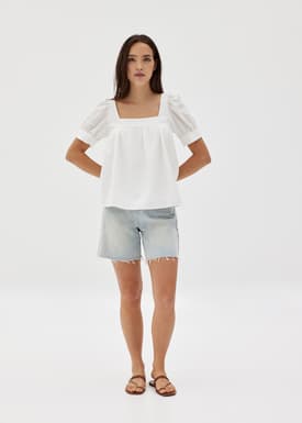Kollyn Babydoll Puff Sleeve Top