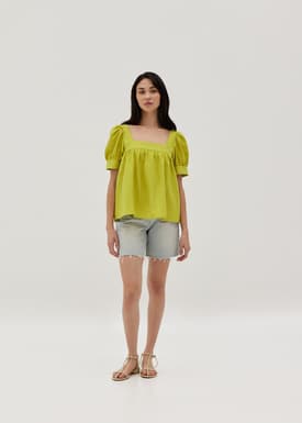 Kollyn Babydoll Puff Sleeve Top
