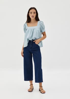 Kollyn Babydoll Puff Sleeve Top