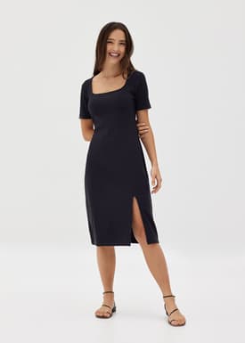 Kalise Square Neck Ribbed Dress