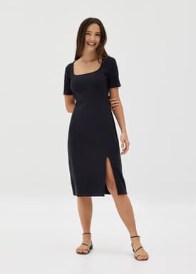Kalise Square Neck Ribbed Dress