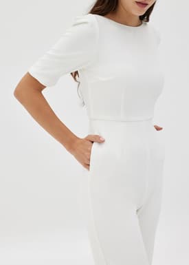 Chana Straight Leg Puff Sleeve Jumpsuit