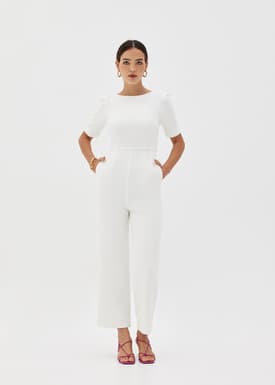 Chana Straight Leg Puff Sleeve Jumpsuit