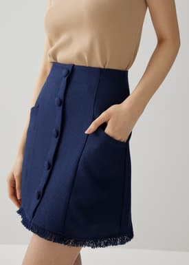 Maurie Tweed Front Button Skirt