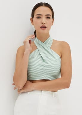Junie Halter Striped Crop Top